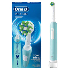 Pro 1000 Rechargeable Electric Toothbrush Twin Pack, White and Turquoise